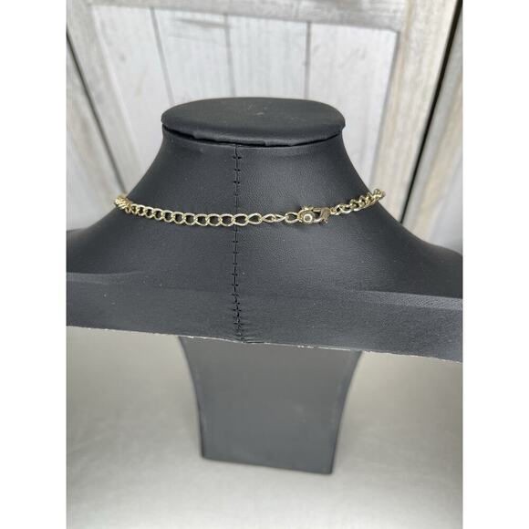 Necklace Taupe Pink Bib Statement Gold Link Y2K - Picture 3 of 4